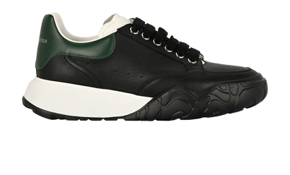 Alexander McQueen Court Trainers, &pound;220, Shoes, Black/Green/White, Leather, Front view