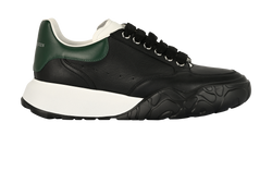 Alexander McQueen Court Trainers, Leather, Black/White/Green, UK7, DB, 3*