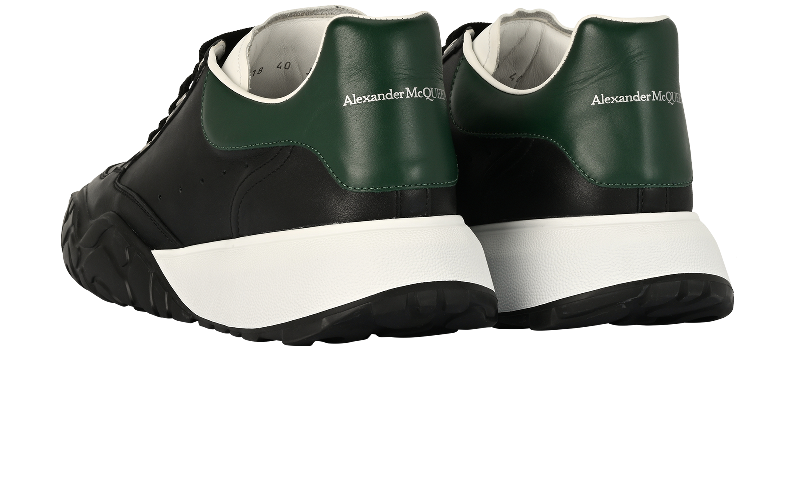 Alexander McQueen Court Trainers, &pound;220, Shoes, Black/Green/White, Leather, Back view