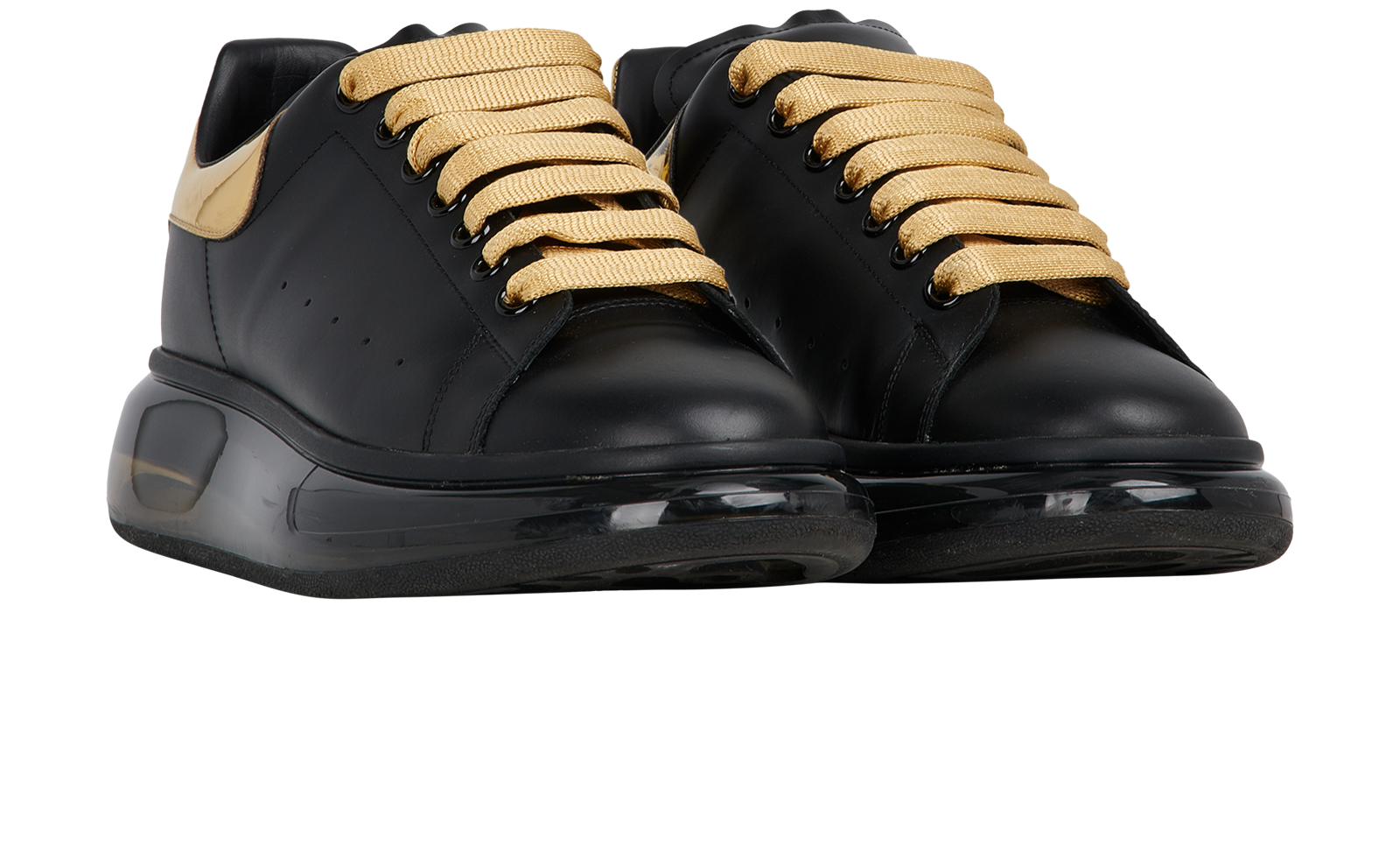 Alexander McQueen Trainers, &pound;180, Shoes, Black/Gold, Leather, Side view