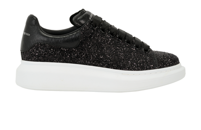 Alexander McQueen Glitter Oversized Trainers, &pound;175, Shoes, Black, Leather, Front view