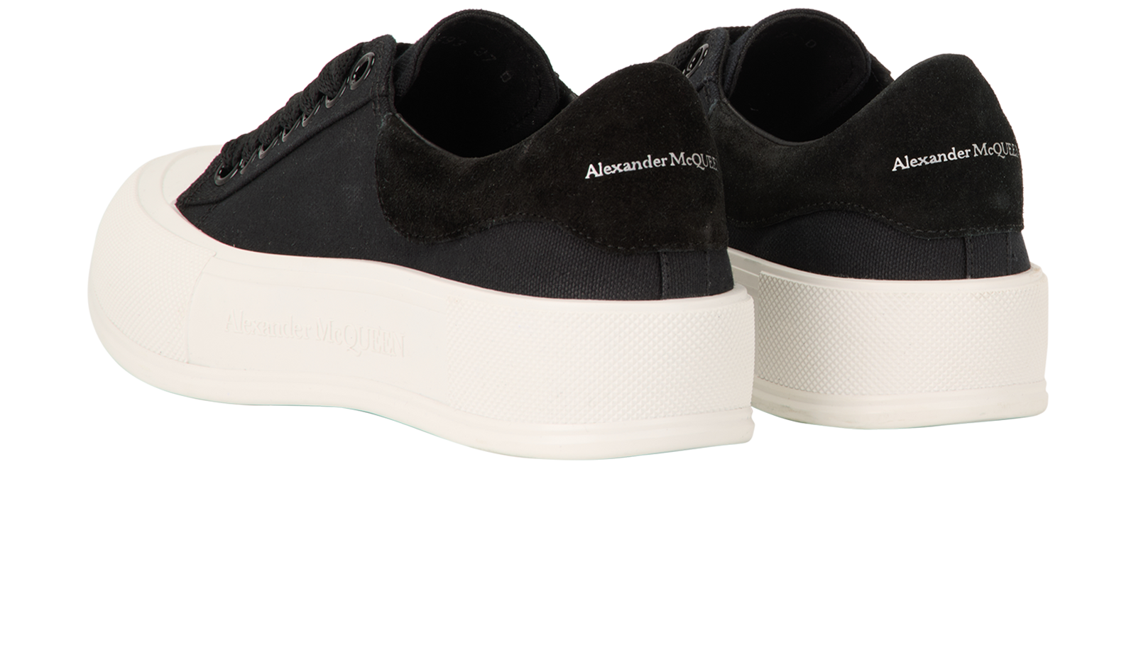 Alexander McQueen Plimsoll Trainers, &pound;120, Shoes, Black, Canvas, Back view