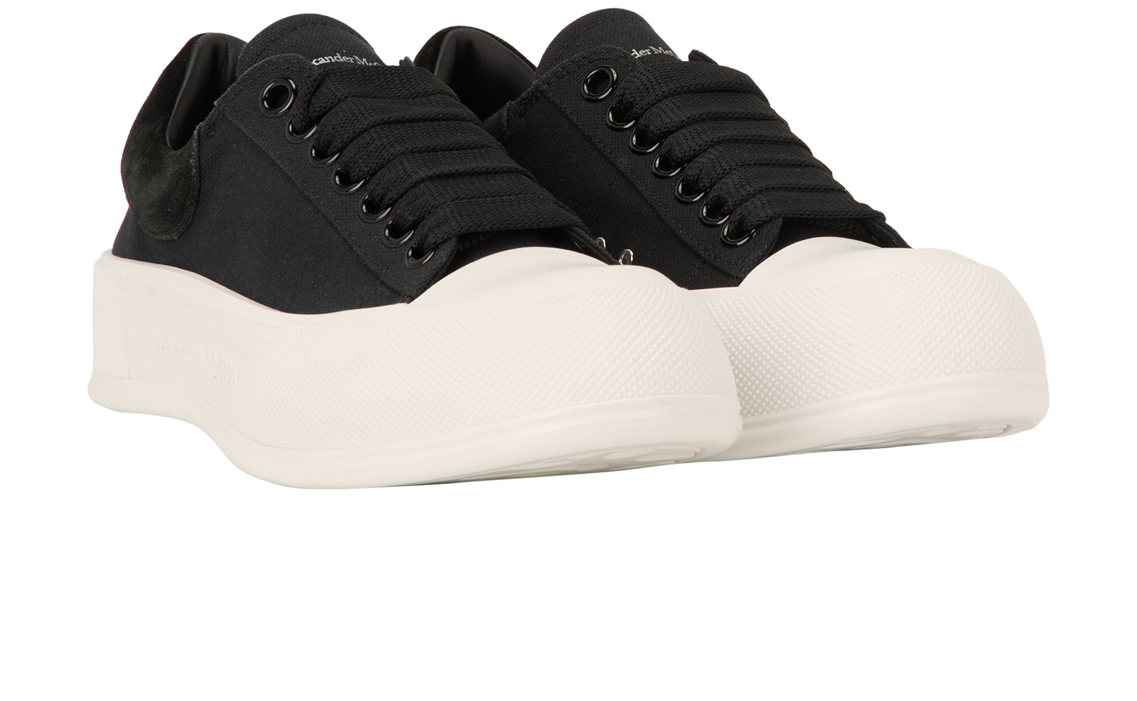 Alexander McQueen Plimsoll Trainers, &pound;120, Shoes, Black, Canvas, Side view