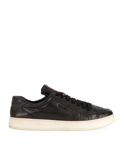 Prada Black Leather Low Top Sneakers, front view