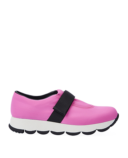 Prada Pink Neoprene Slip-On Sneakers, front view