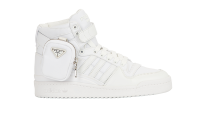 Prada x Adidas Re-Nylon High Top Trainers, &pound;495, Shoes, White, Leather/Nylon, Front view