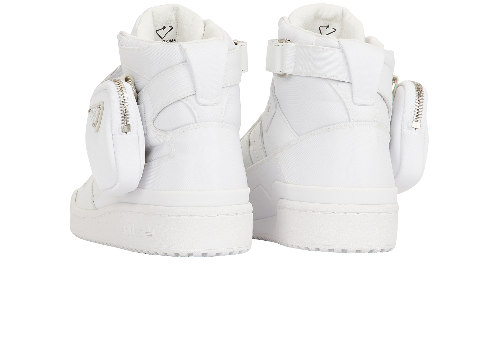 Prada x Adidas Re-Nylon High Top Trainers, &pound;495, Shoes, White, Leather/Nylon, Back view