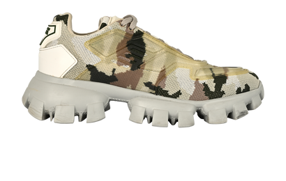 Prada Cloudbust Thunder Trainers, &pound;250, Shoes, Cream/Grey/Khaki, Fabric, Front view