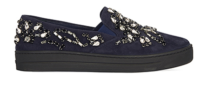Prada Crystal Embroidered Slip On's, front view