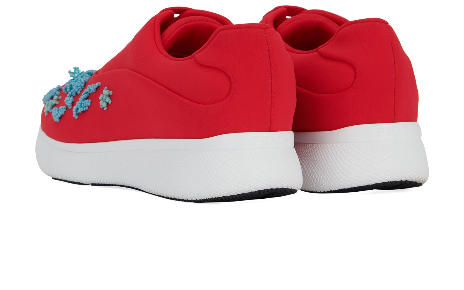 Prada Embellished Trainers, &pound;190, Shoes, Blue/Red, Nylon, Back view
