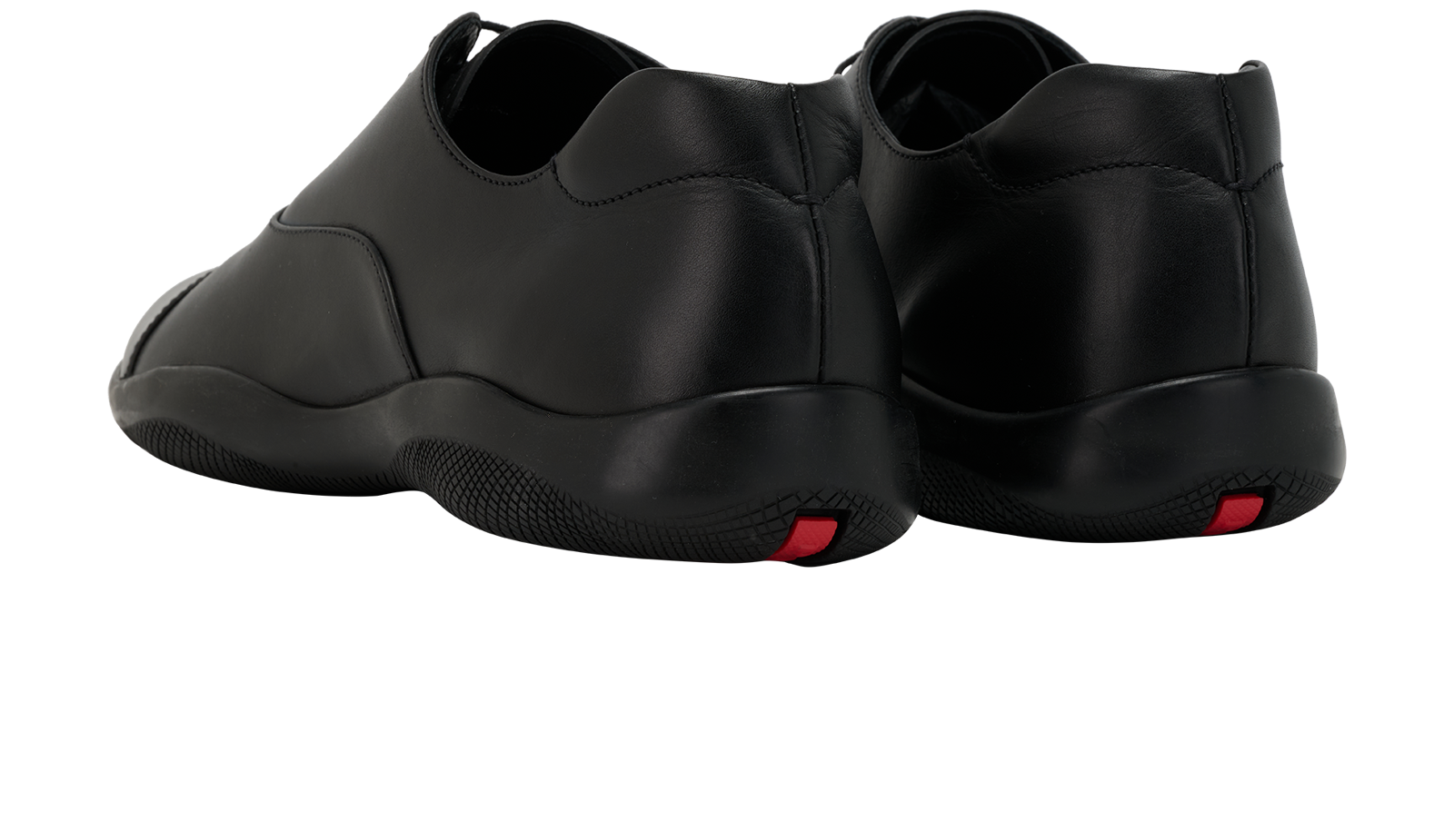 Prada Toblach Laced Trainers, &pound;475, Shoes, Black, Leather, Back view