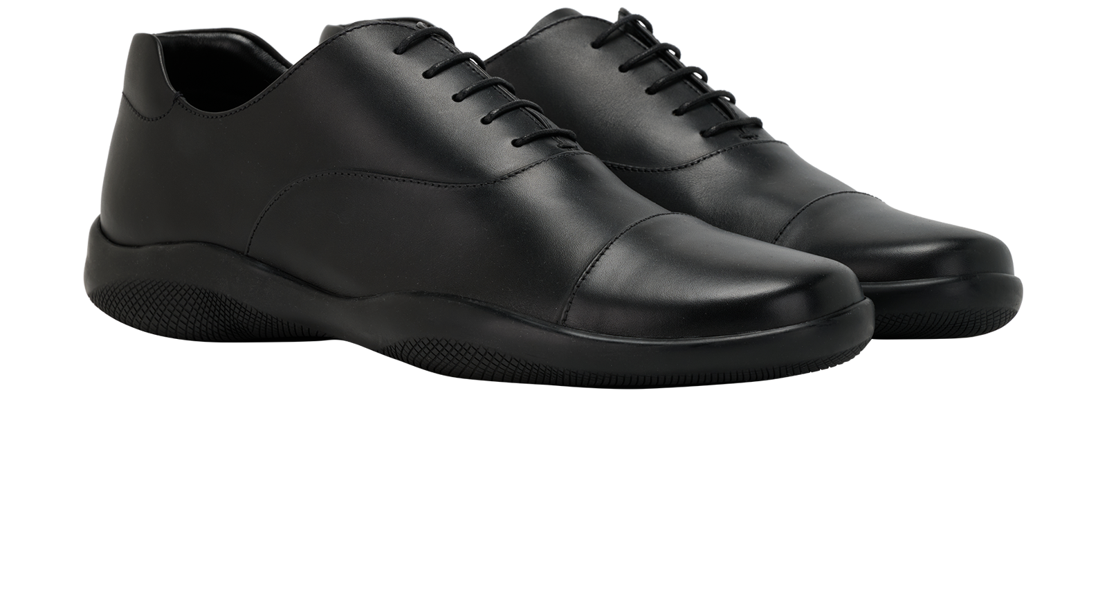 Prada Toblach Laced Trainers, &pound;475, Shoes, Black, Leather, Side view