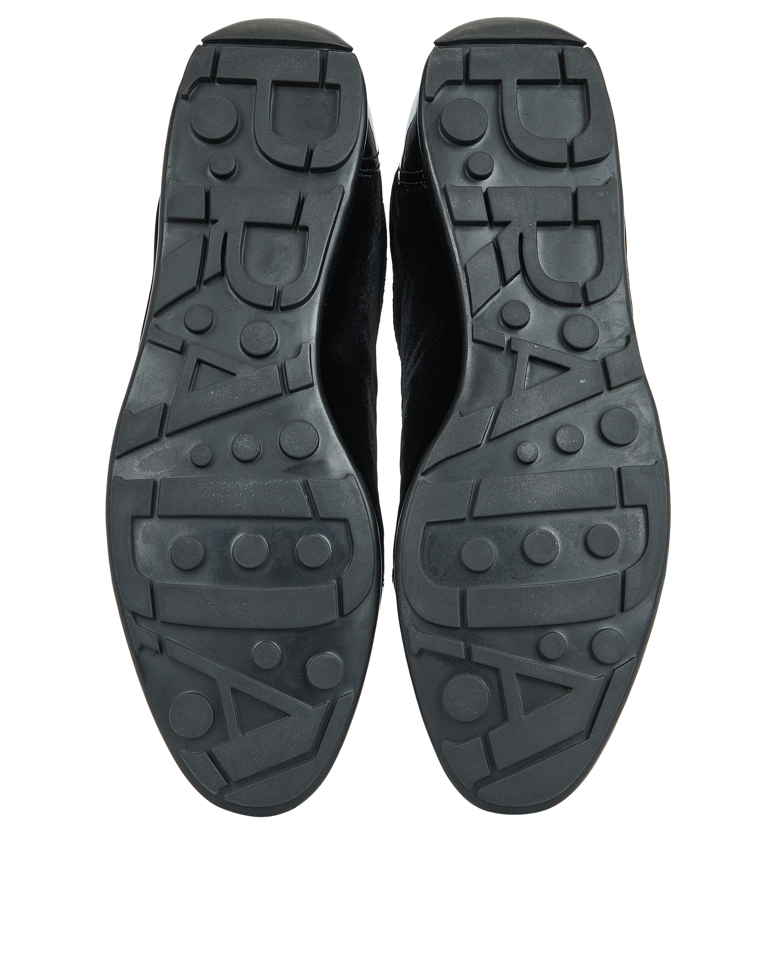 Prada Velour Trainers, &pound;210, Shoes, Black, Patent Leather/Velvet, Top view