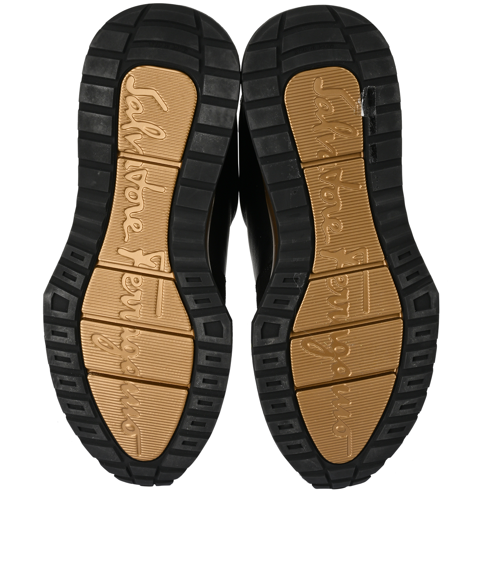 Salvatore Ferragamo Brooklyn Trainers, &pound;295, Shoes, Black/Gold, Leather/Suede, Top view