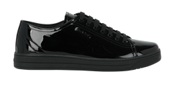 Prada Logo Low-Top Trainers, Patent, Black, UK 7, B, 2*