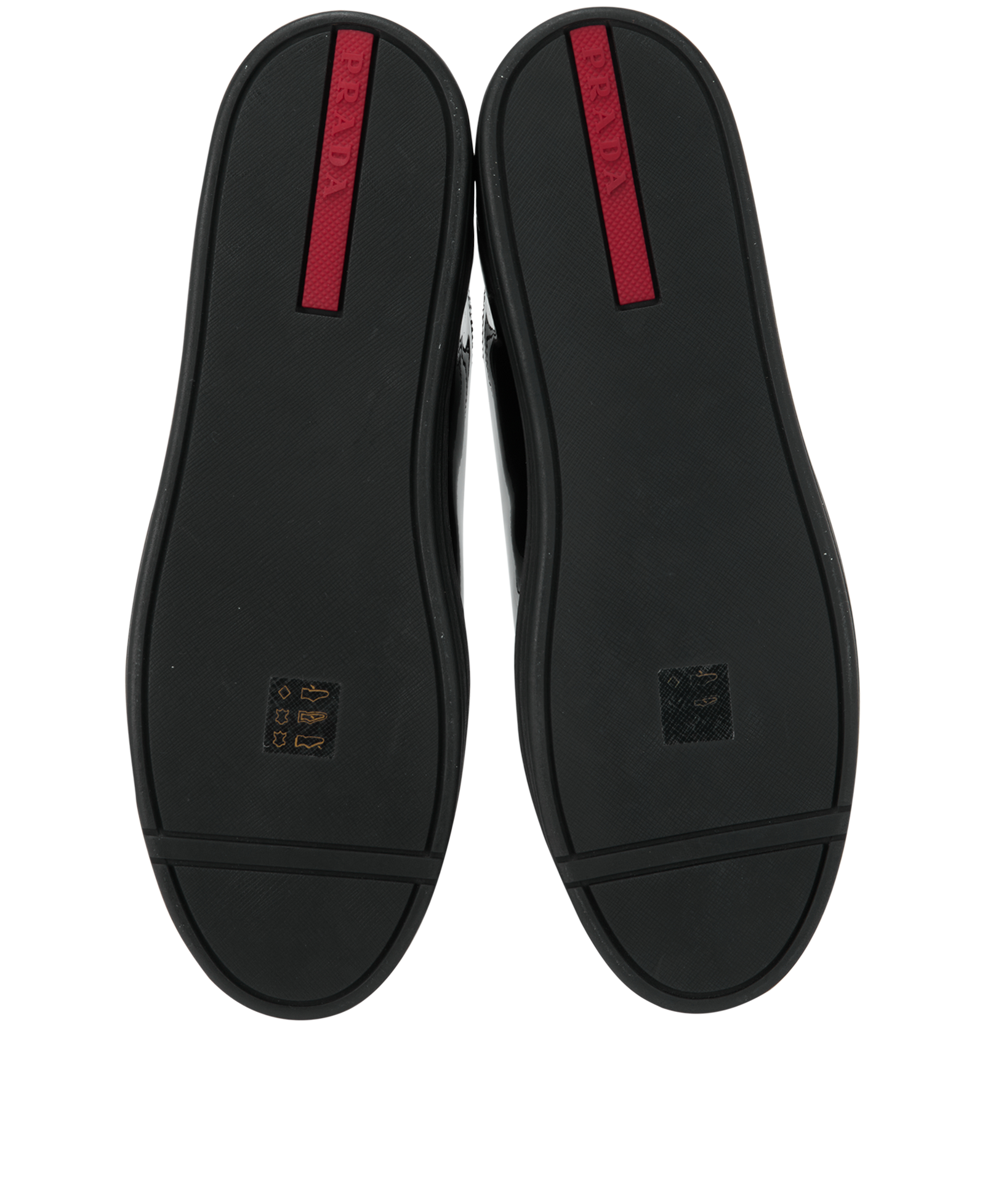 Prada Logo Low-Top Trainers, &pound;290, Shoes, Black, Patent Leather, Top view