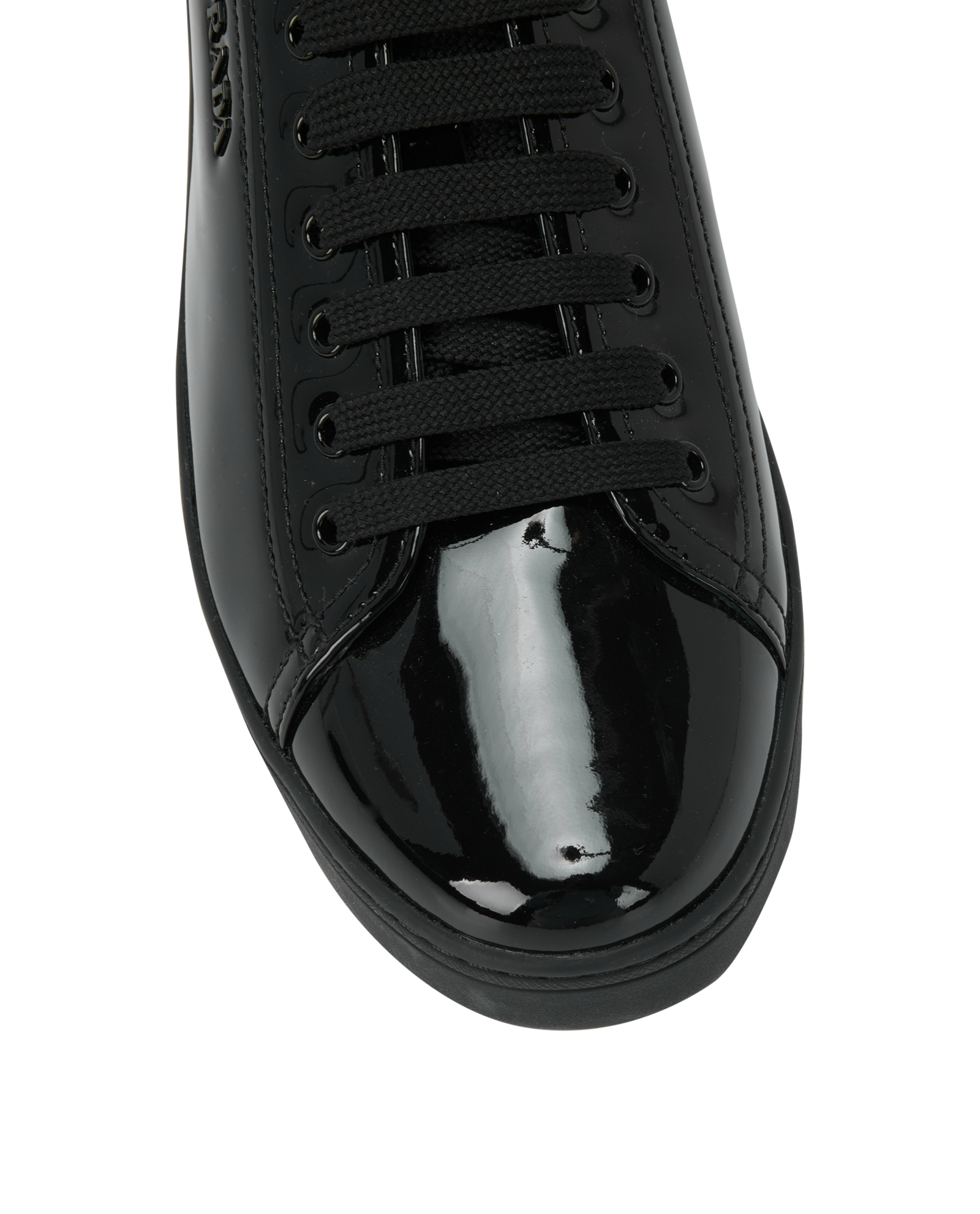 Prada Logo Low-Top Trainers, &pound;290, Shoes, Black, Patent Leather, Other view
