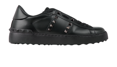 Valentino Rockstud Untitled Trainers, &pound;270, Shoes, Black, Leather, Front view