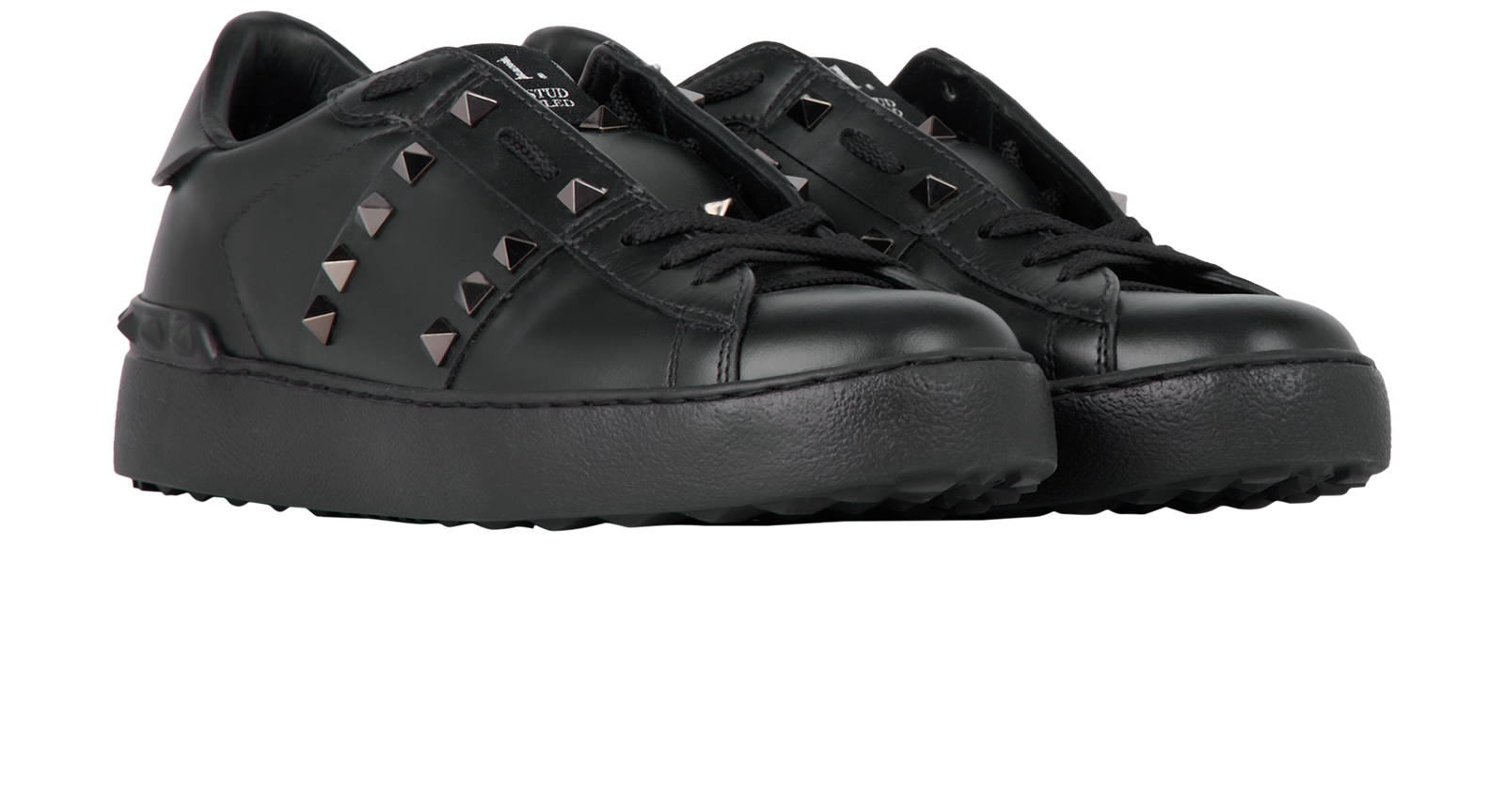 Valentino Rockstud Untitled Trainers, &pound;270, Shoes, Black, Leather, Side view