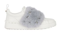 Valentino Fur Sneakers, Leather/Mink, Blue, UK4, Db/B, 3*
