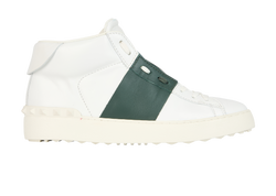 Valentino Rockstud High Top Trainers, Leather, White/Green,UK6.5,B/DB, 3*