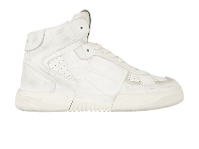 Valentino High Top Distressed Trainers, £250, Shoes, White, Leather, Front view