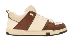 Valentino Open Skate Trainers, Leather, Cream/Brown, UK9, 3*