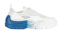 Valentino Spray Effect Gumboy Sneaker, Mens, Suede, Wht/Blue, UK9, B/D