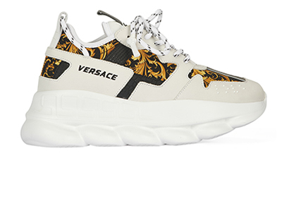 Versace Chain Reaction Trainers, &pound;250, Shoes, Beige/Cream/Gold/White, Suede, Front view
