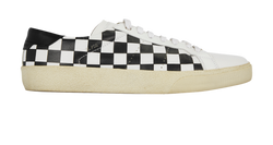 Saint Laurent Classic Court Check Sneakers, Leather, Black/White, UK6, Db,