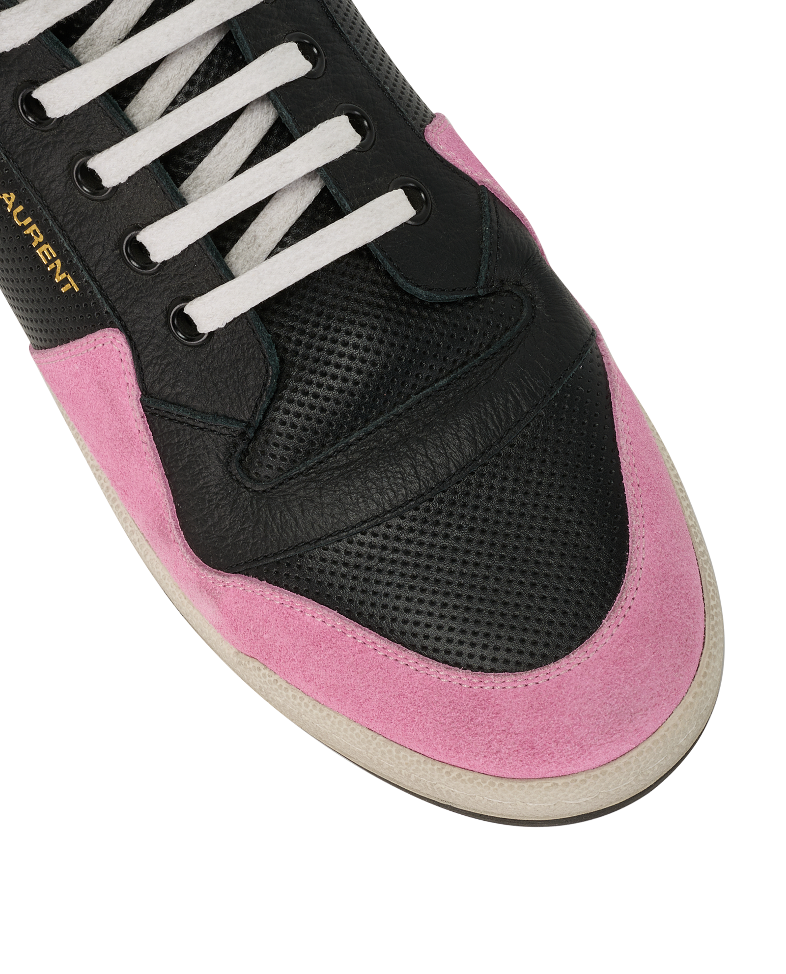 Saint Laurent SL24 High Top Sneakers, &pound;310, Shoes, Blue/Pink, Leather/Suede, Other view