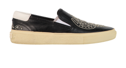 Saint Laurent Bandana Studs Slip-On Sneakers, Lthr, Black, UK4, B/DB, 3*