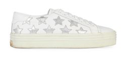YSL Star Court Classic Platform Sneakers, Leather, White/SIlver, UK5, DB